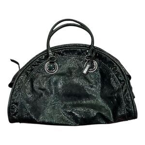 Abro Dark Green Large Bowling Style Leather Tote Bag